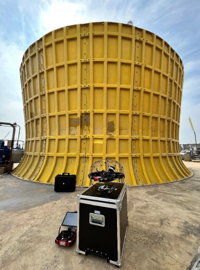 drone and equipment needed for video inspection in cooling towers.